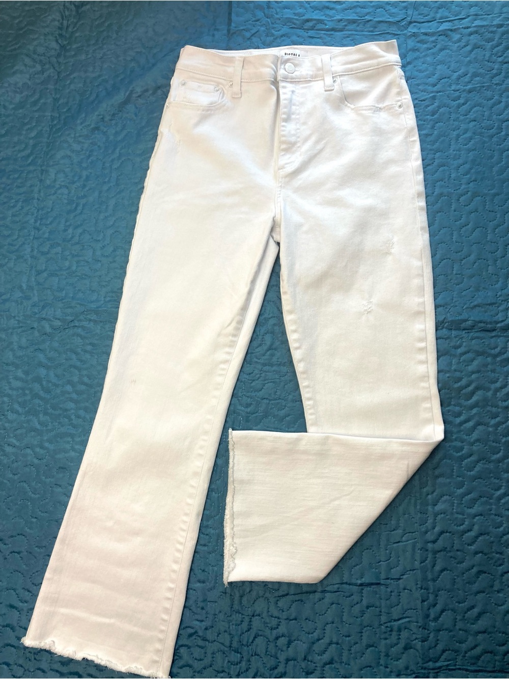 Pistola Lennon High Rise Crop Boot Jeans Distressed White Raw Hem 28